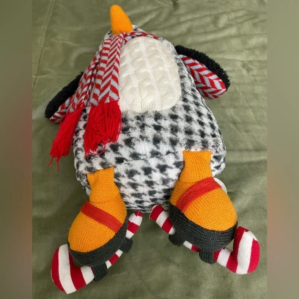 Pier 1 Imports 13” Holiday Ice Skate Stuffed Penguin Plush Houndstooth OSP